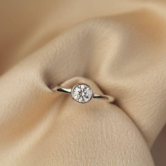 Single Bubble Moissanite Ring, 0.5ct