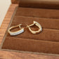 14K Solid Gold Double Row Pave Huggie Earrings