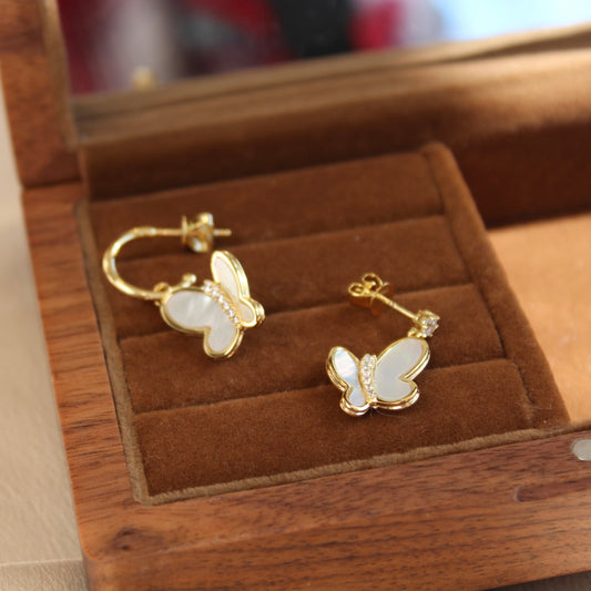 Butterfly AB Style Earrings, Gold Color
