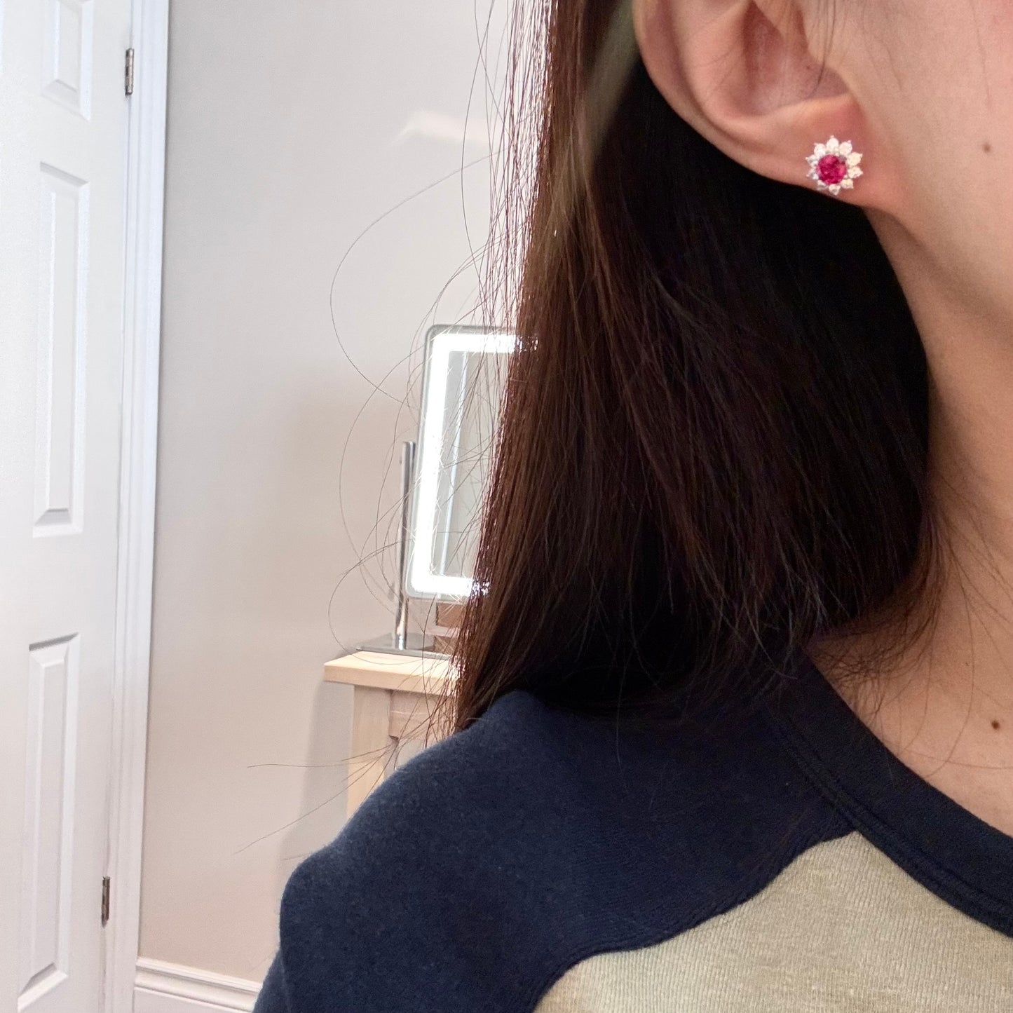 Lab-Grown Ruby Sunflower Earrings