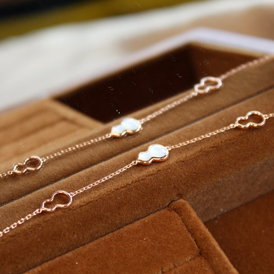 14K Solid Rose Gold White Hulu Bracelet