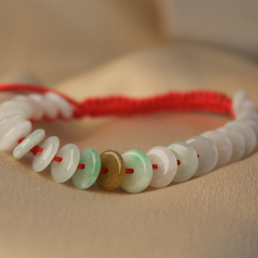 翡翠盘缠Natural Jadeite Red Bracelet