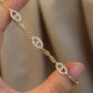 14K Solid Gold Spark Link Bracelet猪鼻子