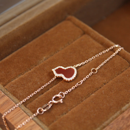 14K Solid Rose Gold Red Hulu Bracelet