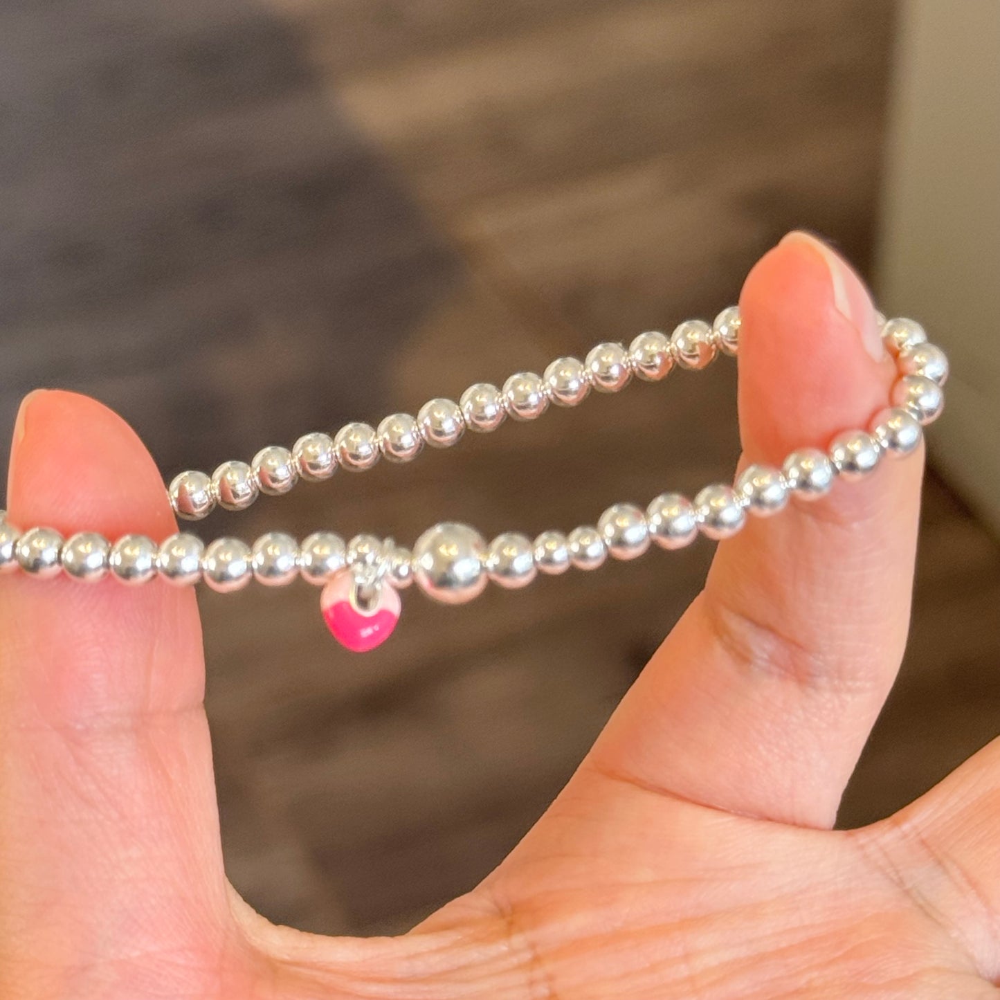 Cute Strawberry Silver Beads Bracelet
