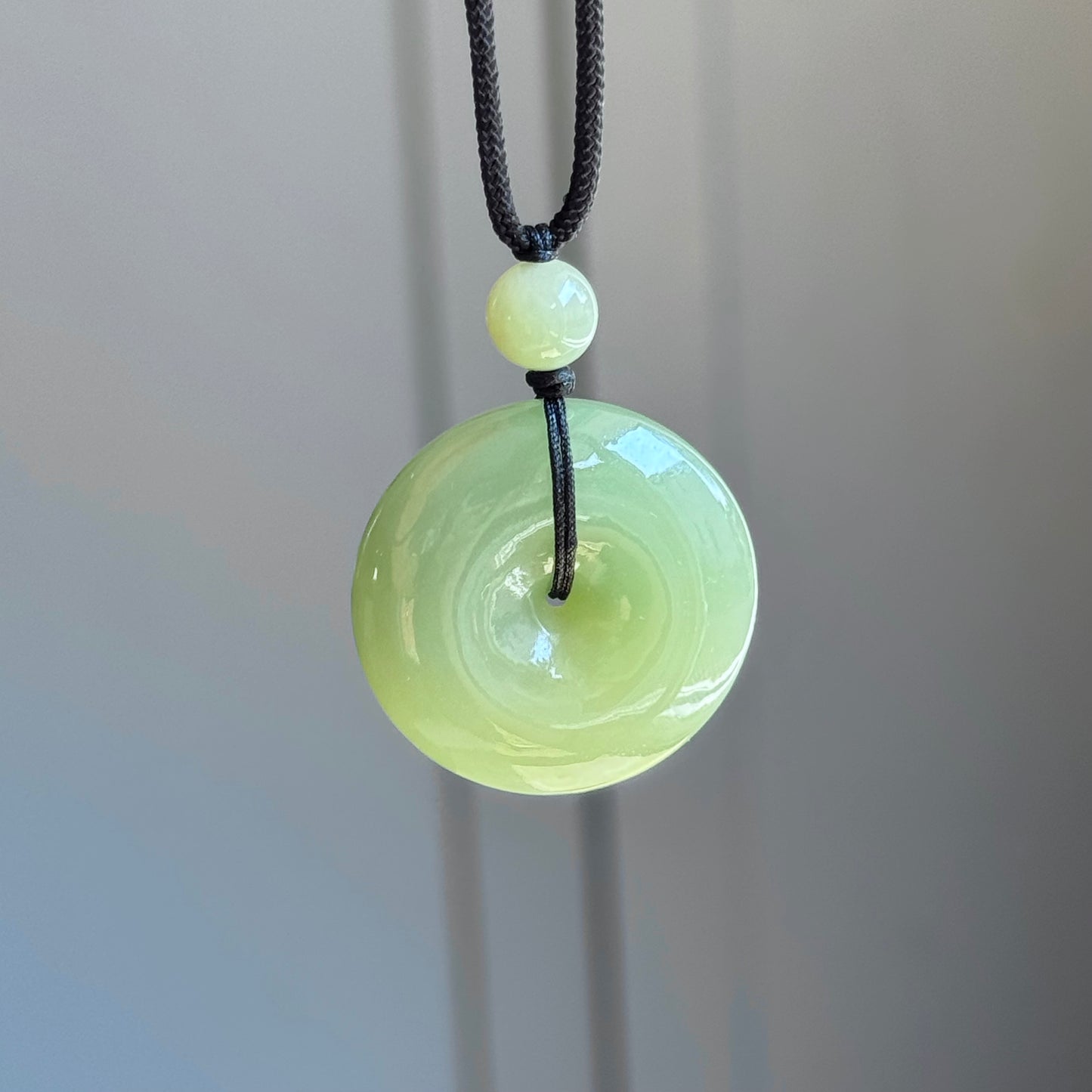 Natural Jade Peace Buckle Long Necklace