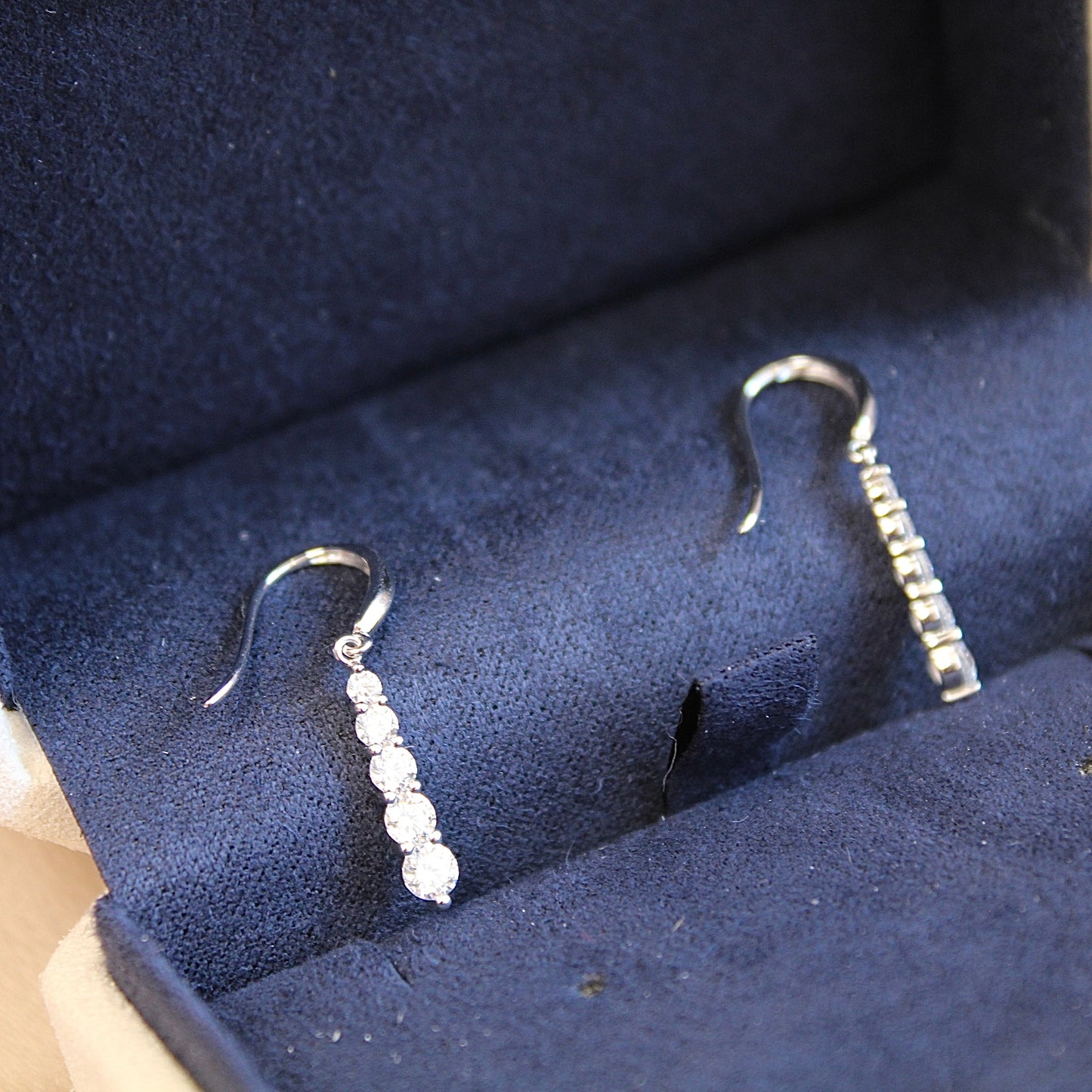 14K Solid White Gold Water-drop Earrings
