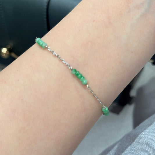 Natural Green Jadeite Beaded Bracelet