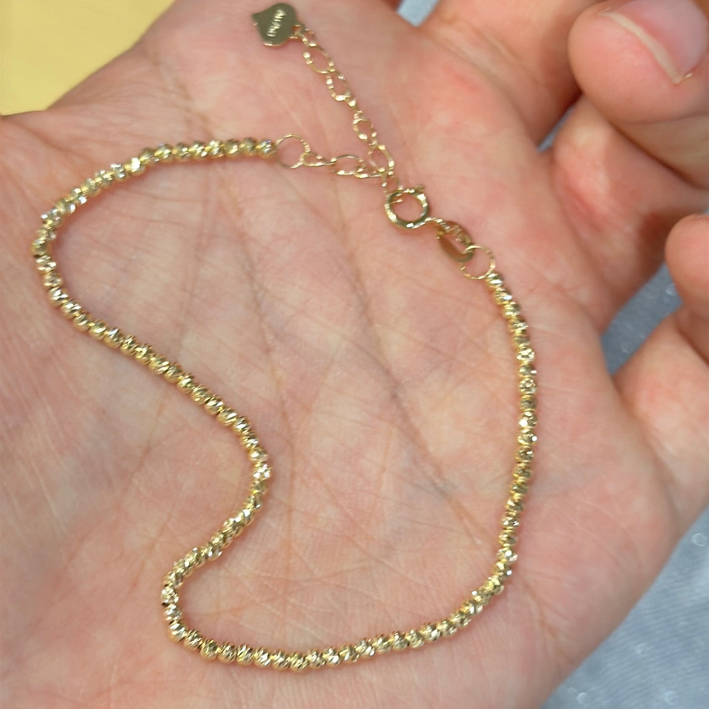 18K Solid Gold Diamond-Cut Finish Bracelet 车花
