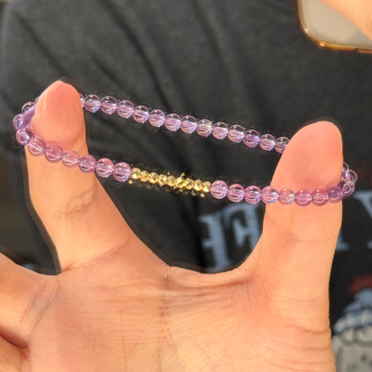 小碎金18K Solid Gold Natural Amethyst Bracelet