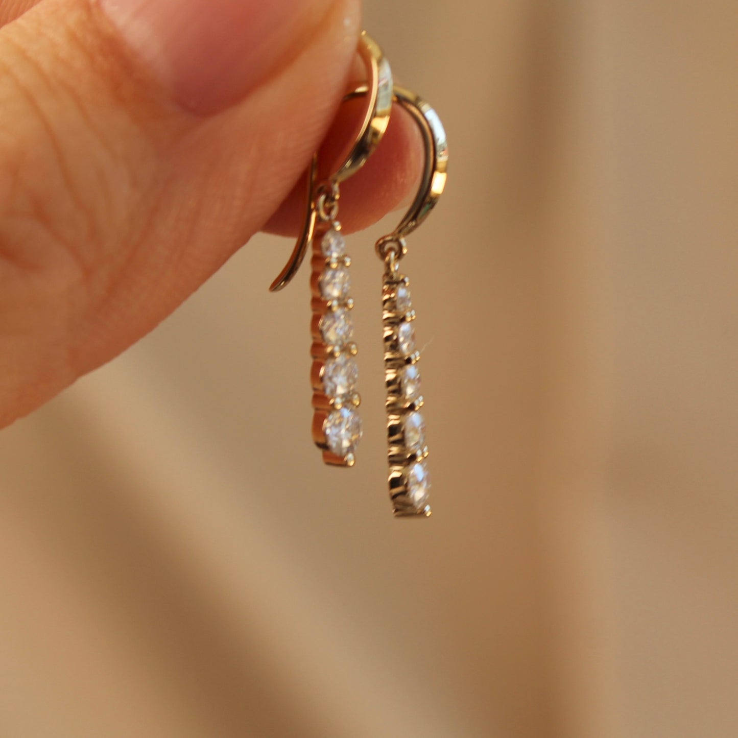 14K Solid Yellow Gold Water-drop Earrings