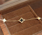 14K Solid Yellow Gold Black Onyx Clover Bracelet