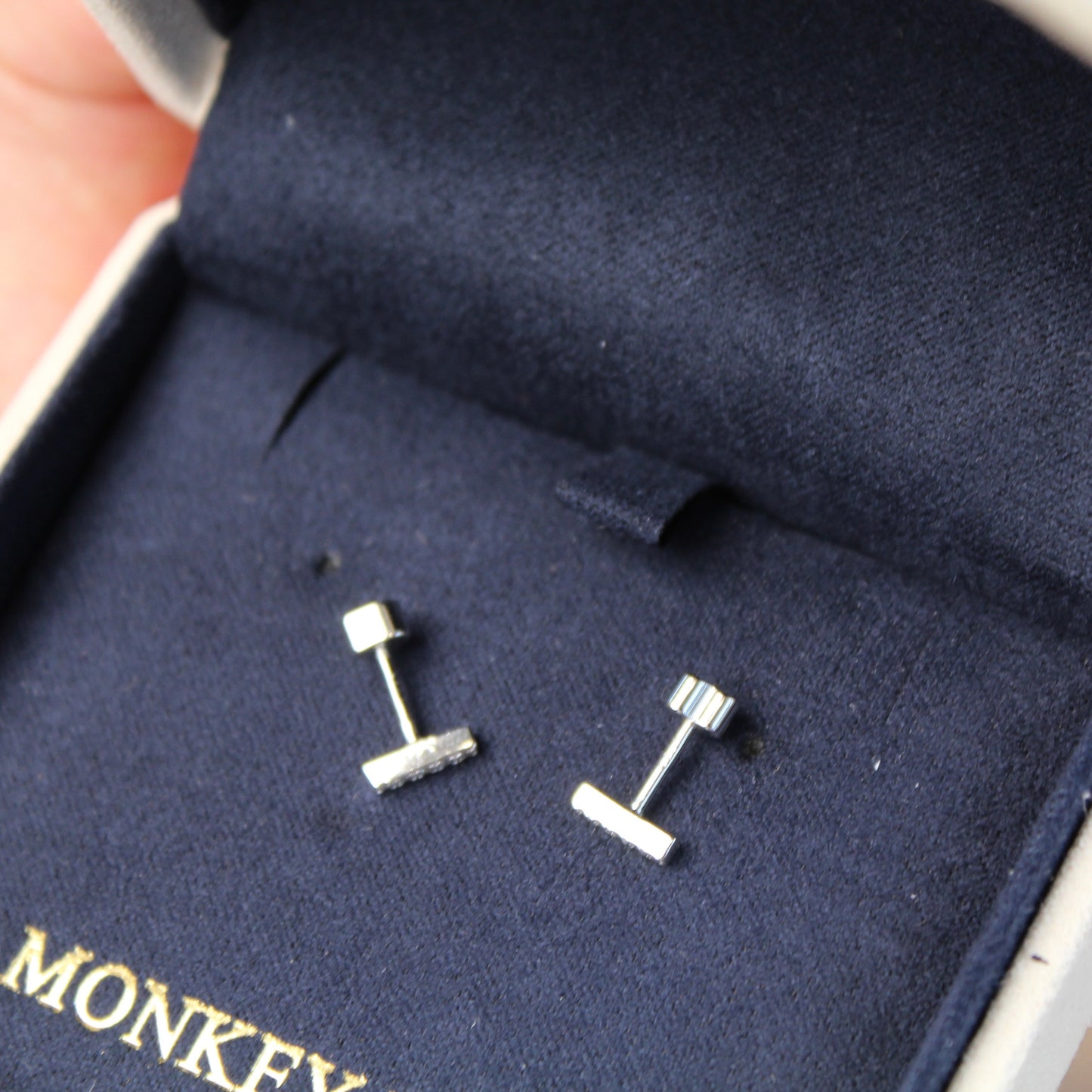 Linear Bar Moissanite Stud Earrings