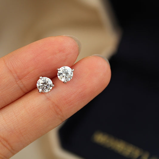Classic Three-Claws Moissanite Earrings, 0.5 carat