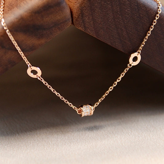 14K Solid Rose Gold Rolling Luck Bracelet