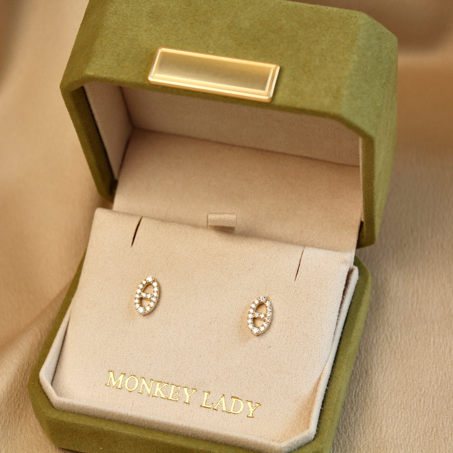 14K Solid Gold Spark Link Earrings