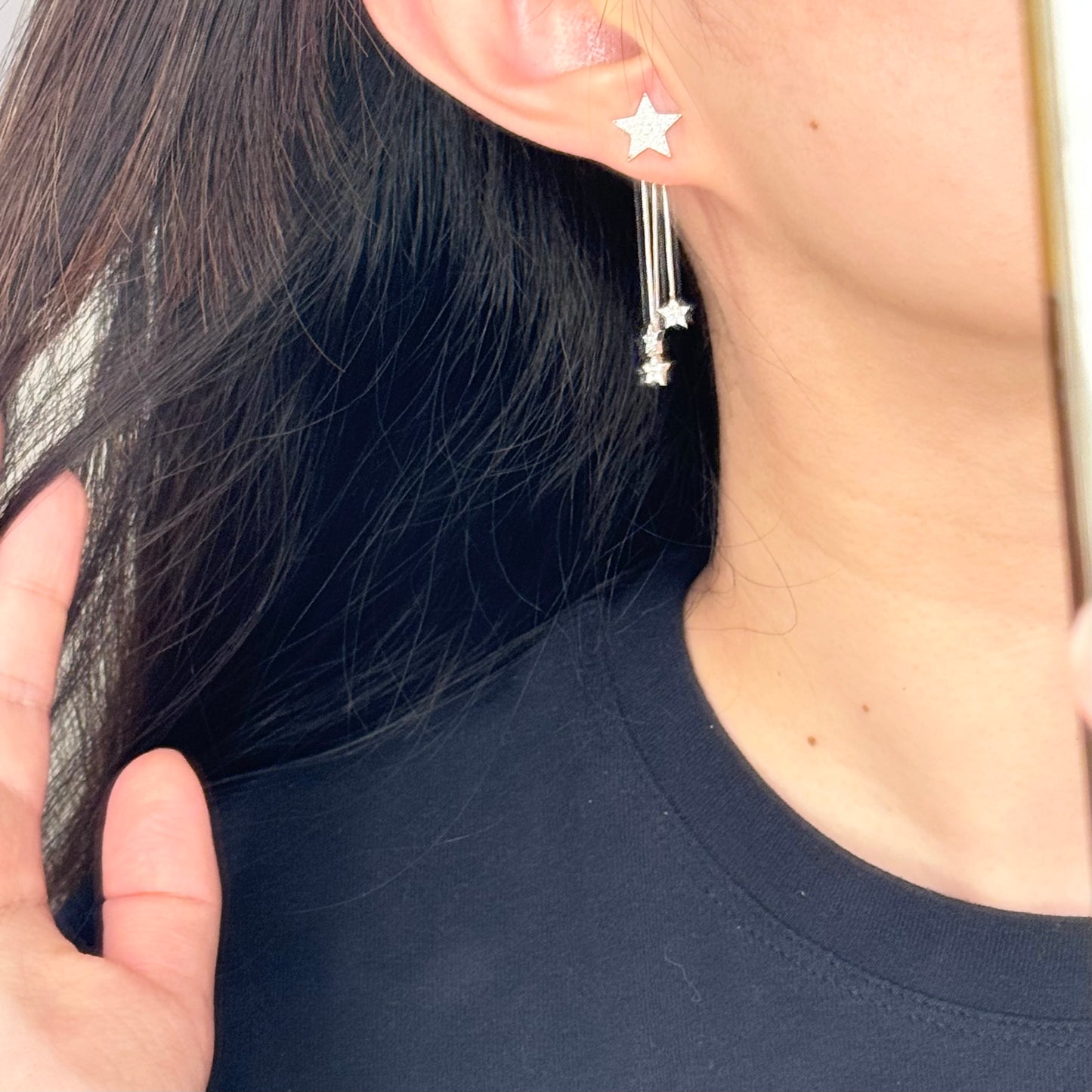 Shiny Star Moissanite Drop Earrings后挂式