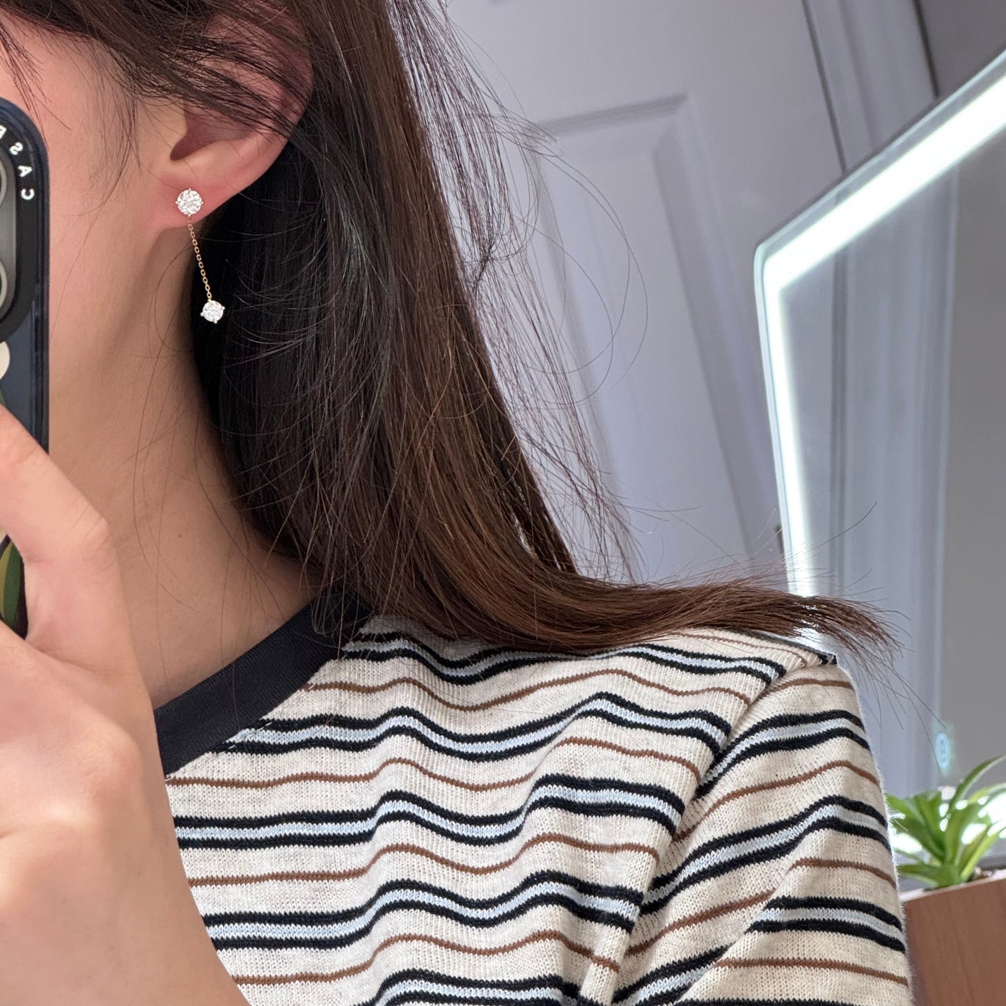14K Solid Gold Starlight Drop Earrings