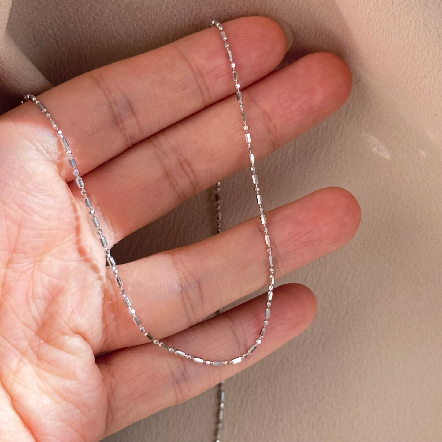 Sparkling Plain Chain Necklace, 60cm
