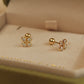14K Solid Gold Small Clover Earrings