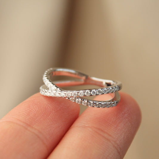 Crossover Moissanite Ring