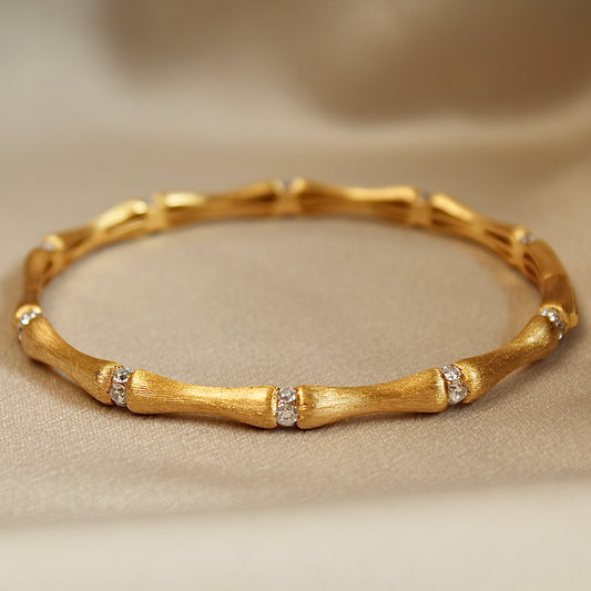 Gold Bamboo Knot Bangle Bracelet