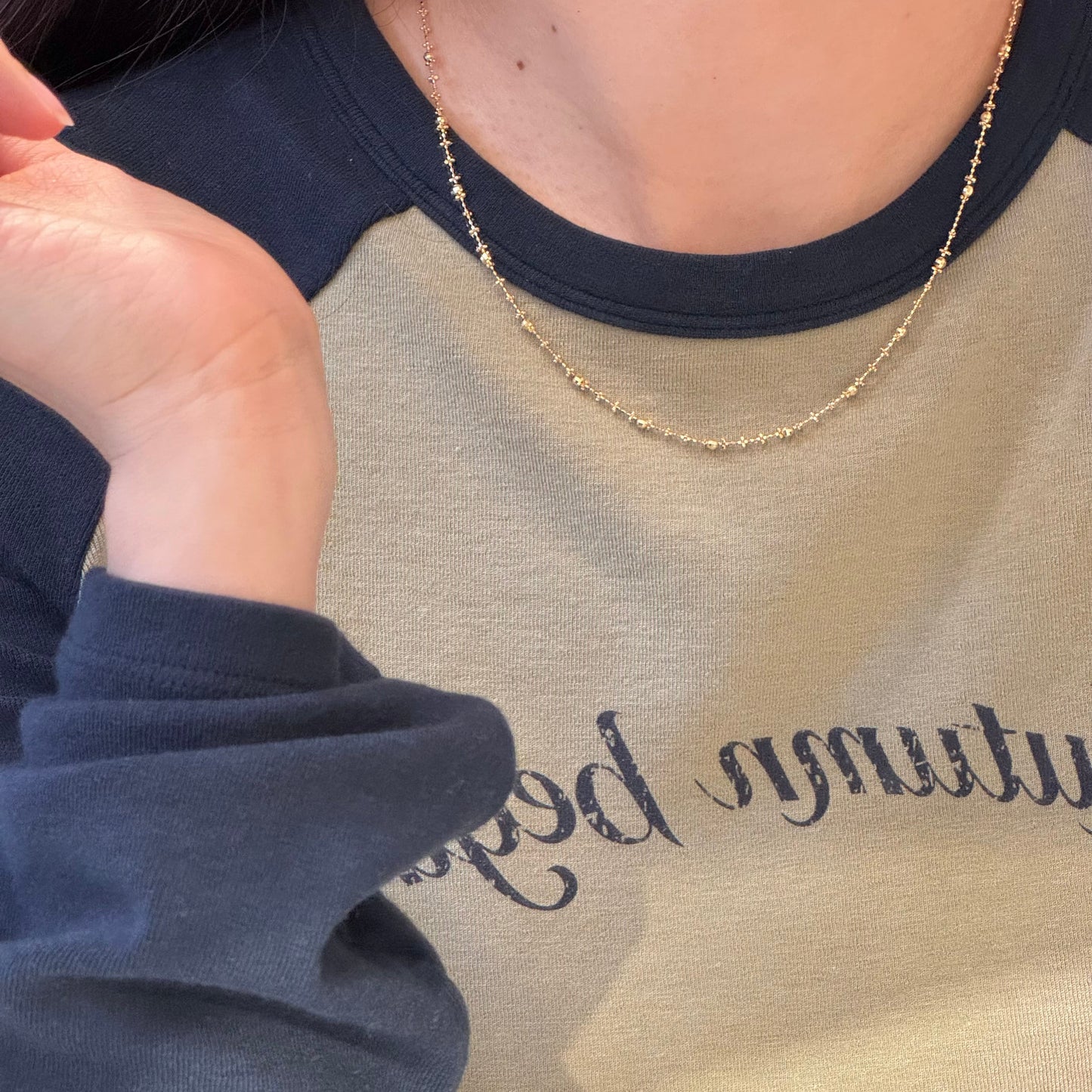 18K Solid Gold Fairy Plain Chain Necklace
