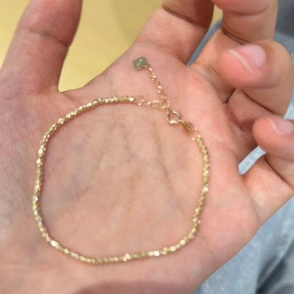 18K Solid Gold Diamond-Cut Finish Bracelet 车花