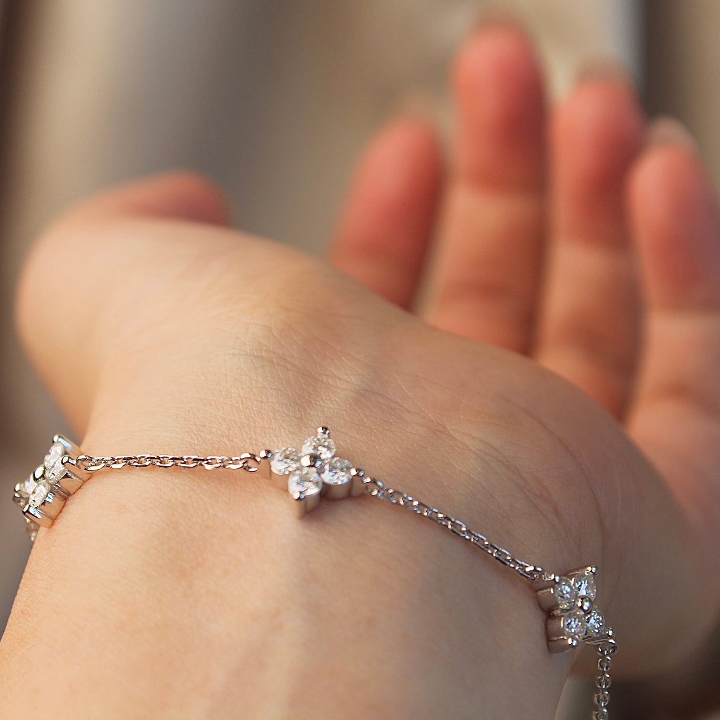 Classic Five Clovers Moissanite Bracelet, 2 Carat