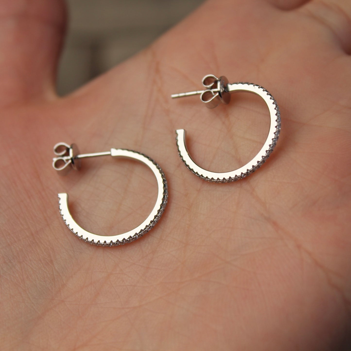 Classic C-Shape Moissanite Hoop Earrings,19mm