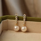 14K Solid Gold Natural Pearl Water-Drop Earrings