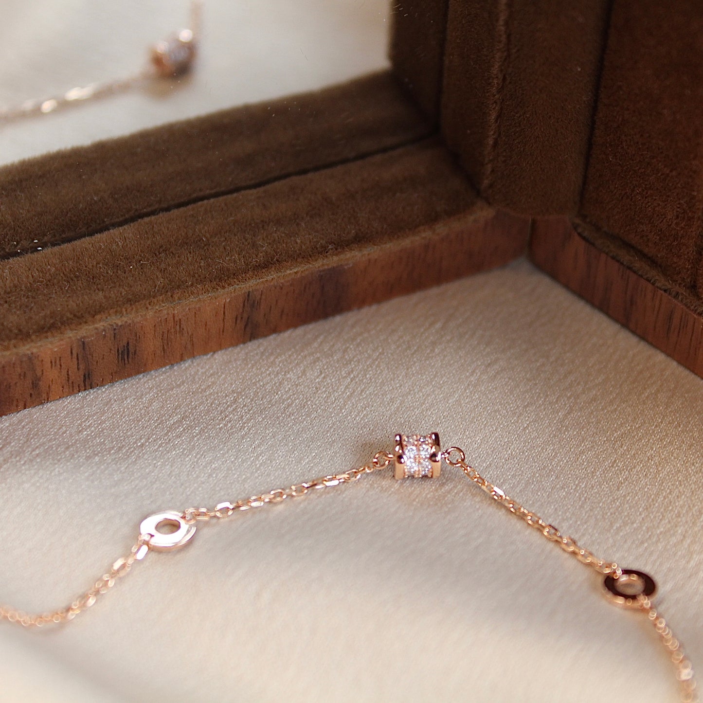 14K Solid Rose Gold Rolling Luck Bracelet