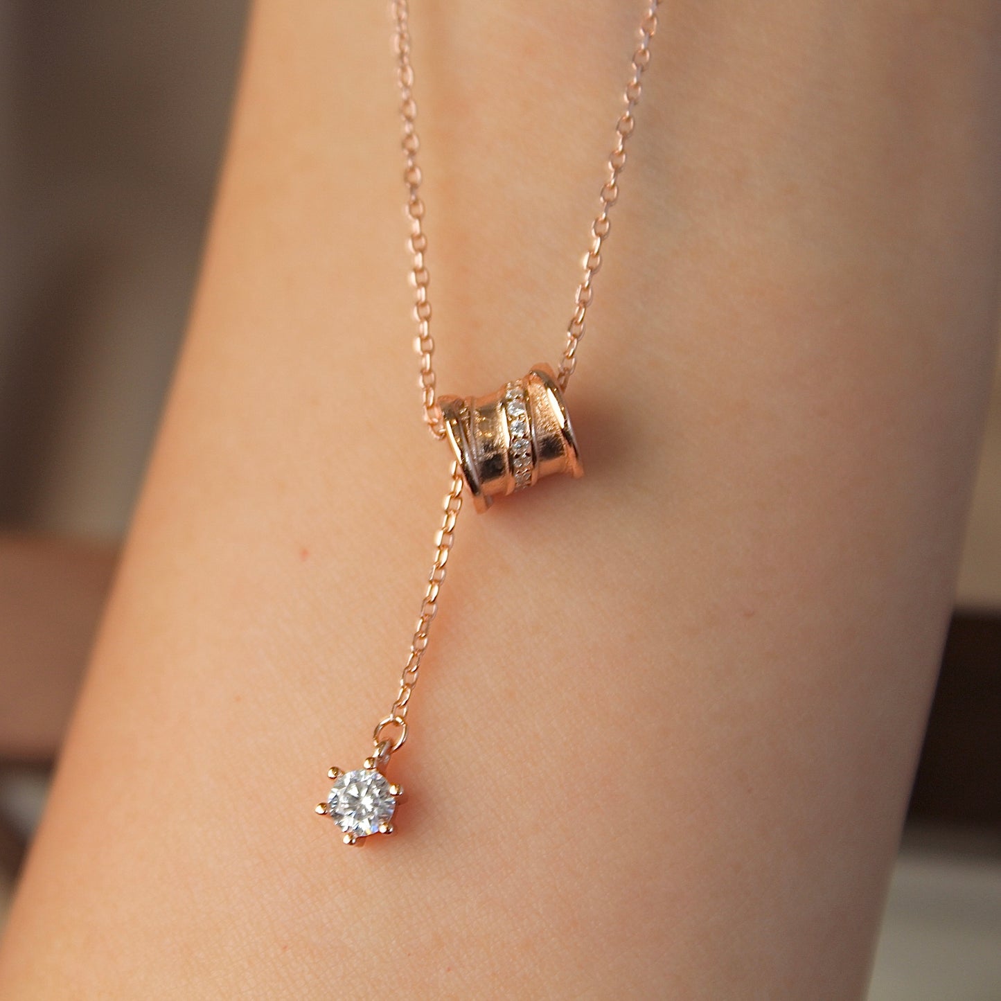 Rolling Luck Rose Gold Necklace