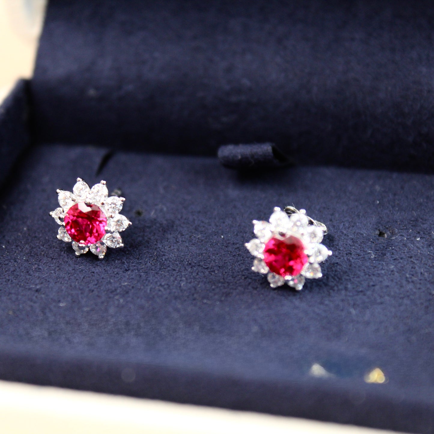 Lab-Grown Ruby Sunflower Earrings