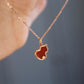14K Solid Rose Gold Red Agate Hulu Necklace