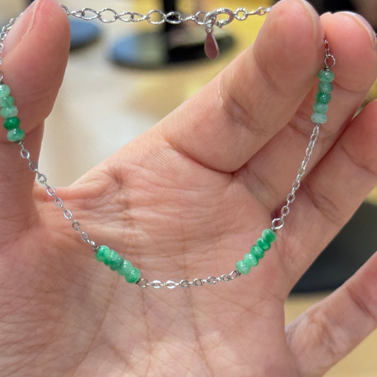 Natural Green Jadeite Beaded Bracelet