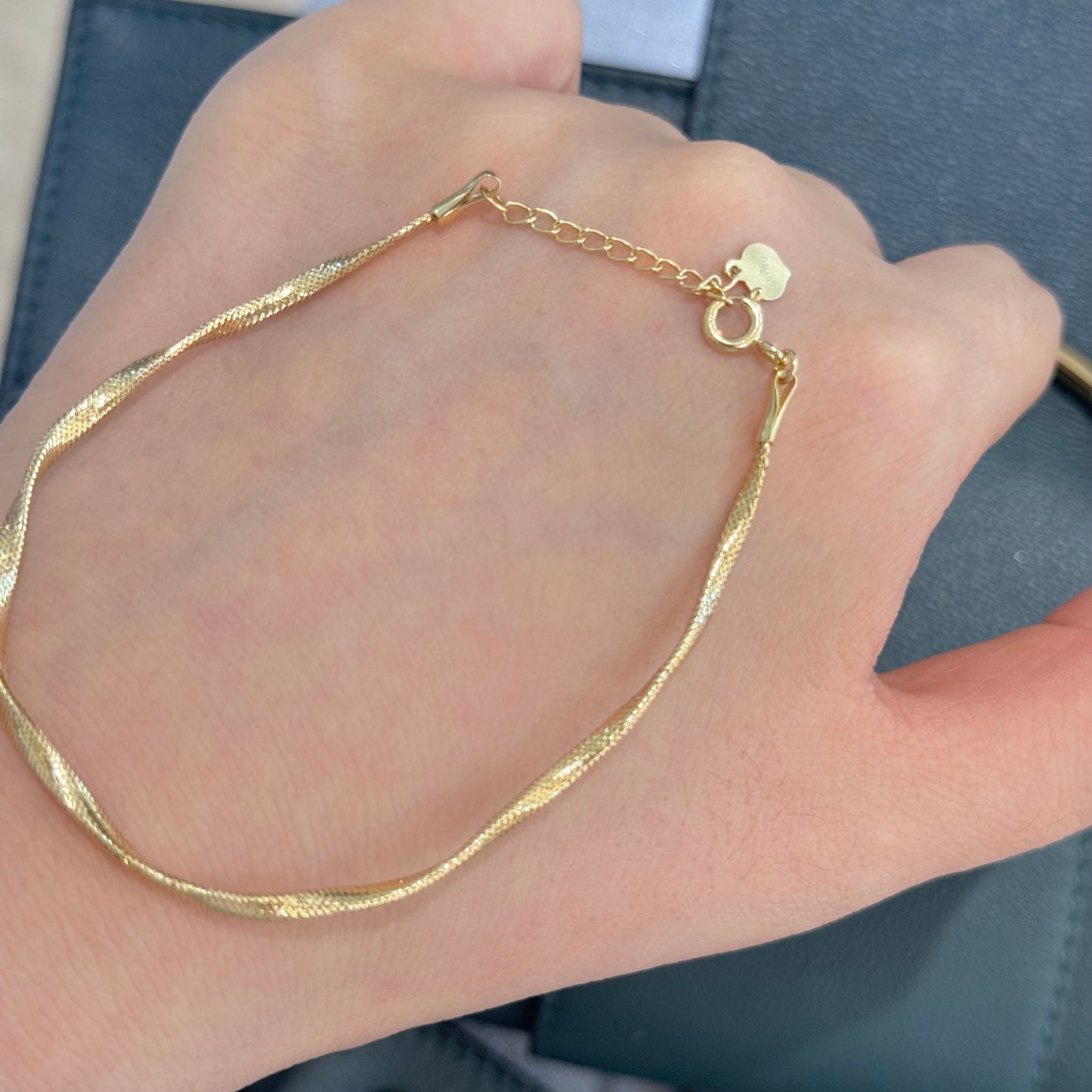 18K Solid Gold Wave Noodle Bracelet