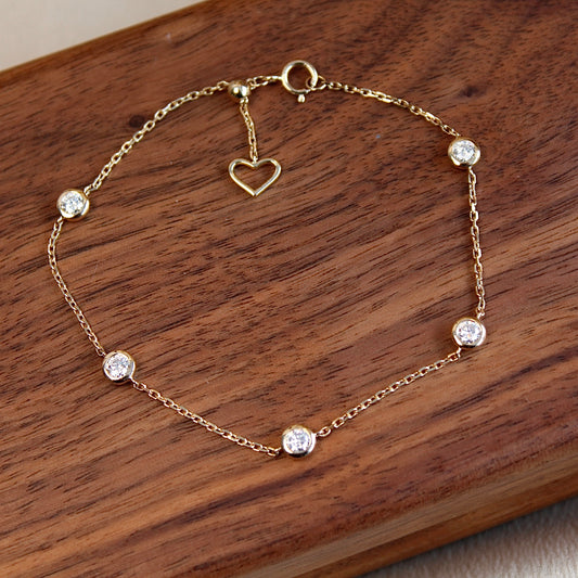 14K Solid Gold Five Bubbles Bracelet