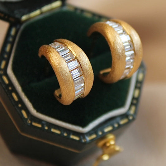 拉丝Half Moon C-Shape Earrings