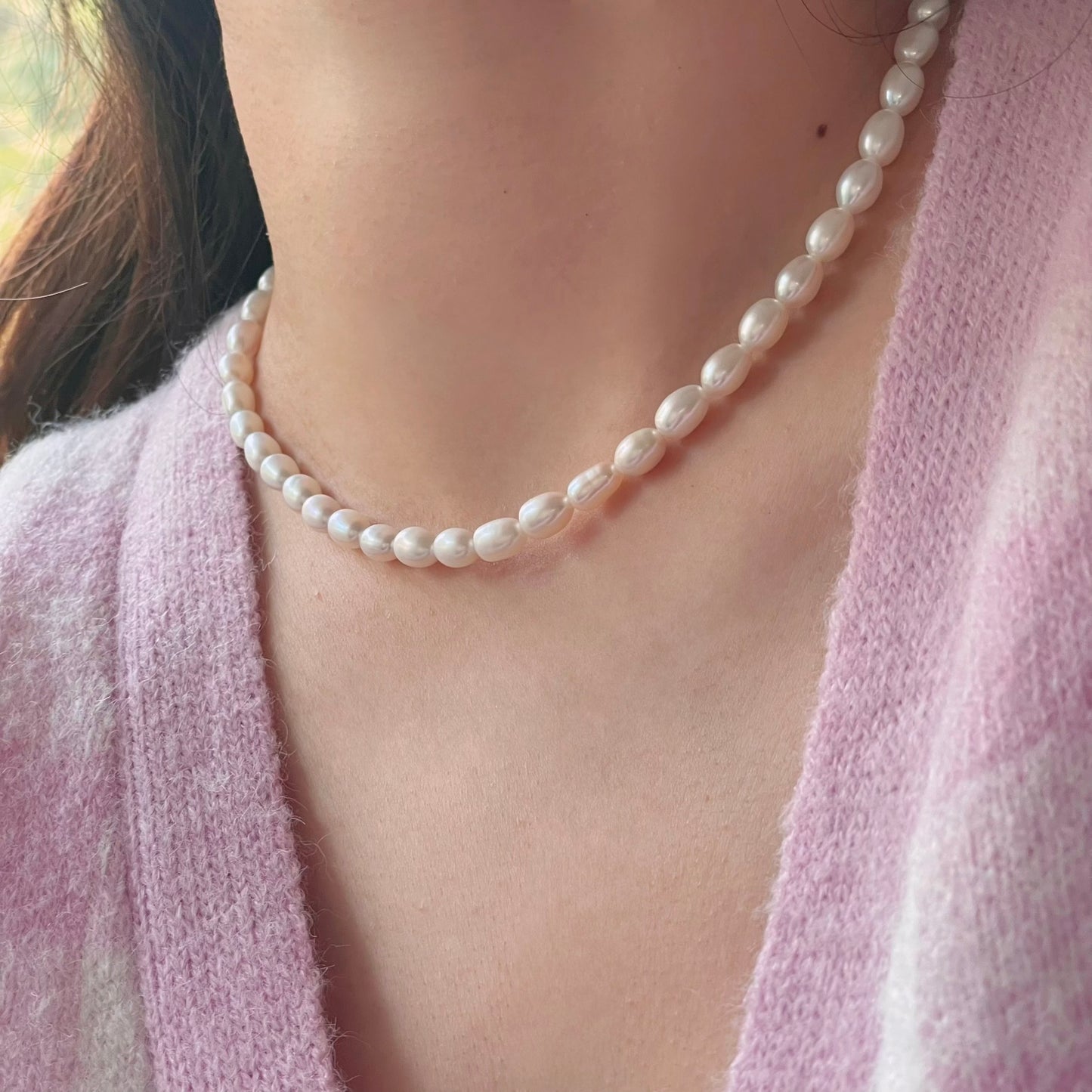 High-Quality Classic Natural Rice Pearl Necklace