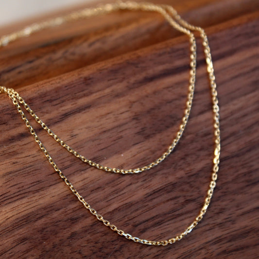 14K Solid Gold Plain Chain Necklace