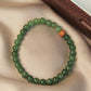 Sandalwood Natural Green Jade Beaded Bracelet, 6mm