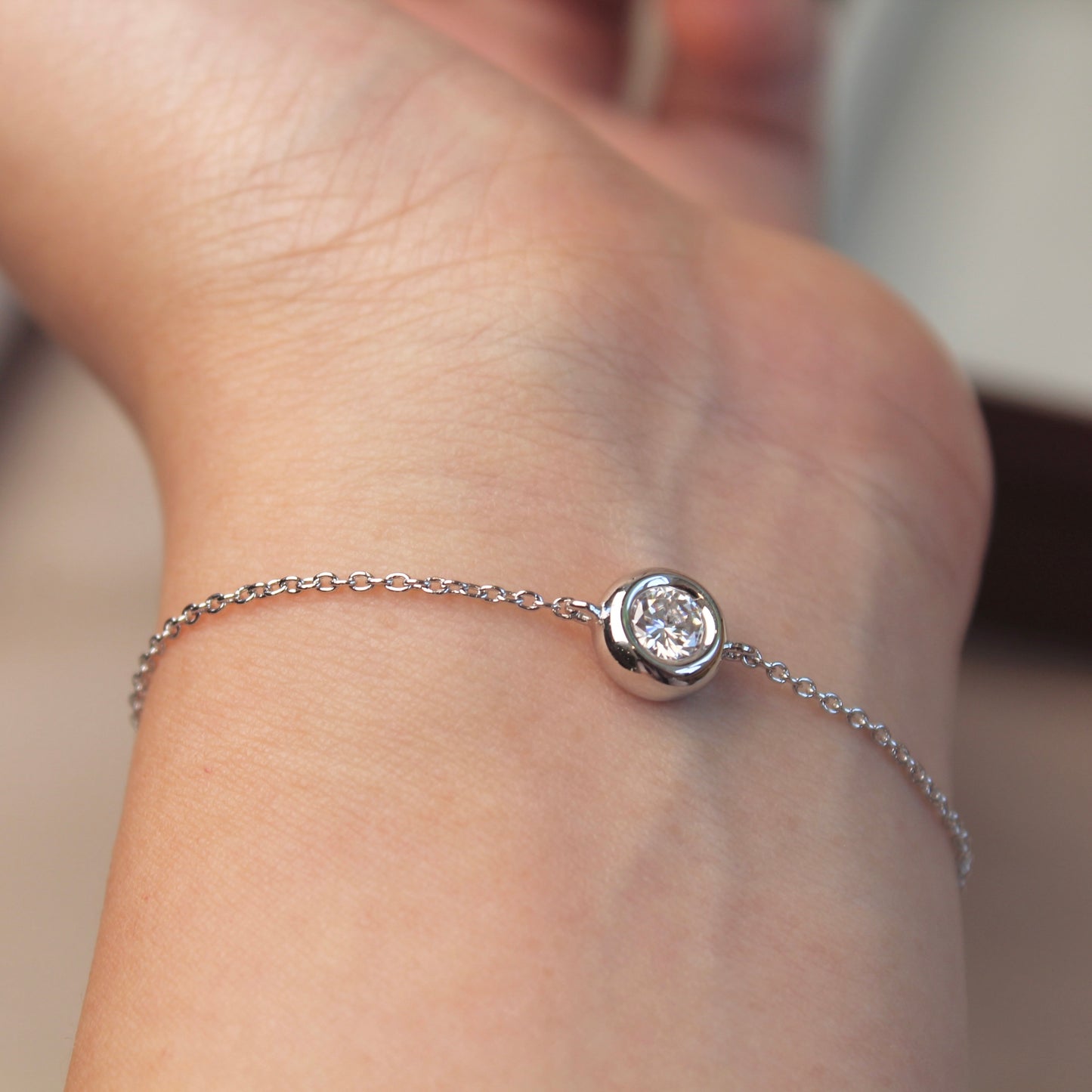 Single Bubble Moissanite Bracelet, 0.5 carat