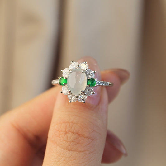 Sunflower Two-Tone Jadeite Adjustable Ring