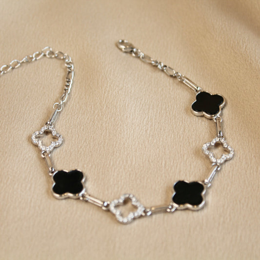 墨翠Natural Black Jadeite Clover Bracelet