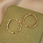 18K Solid Gold Twisted Hoop Earrings, 24mm