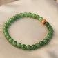 Sandalwood Natural Green Jade Beaded Bracelet, 6mm