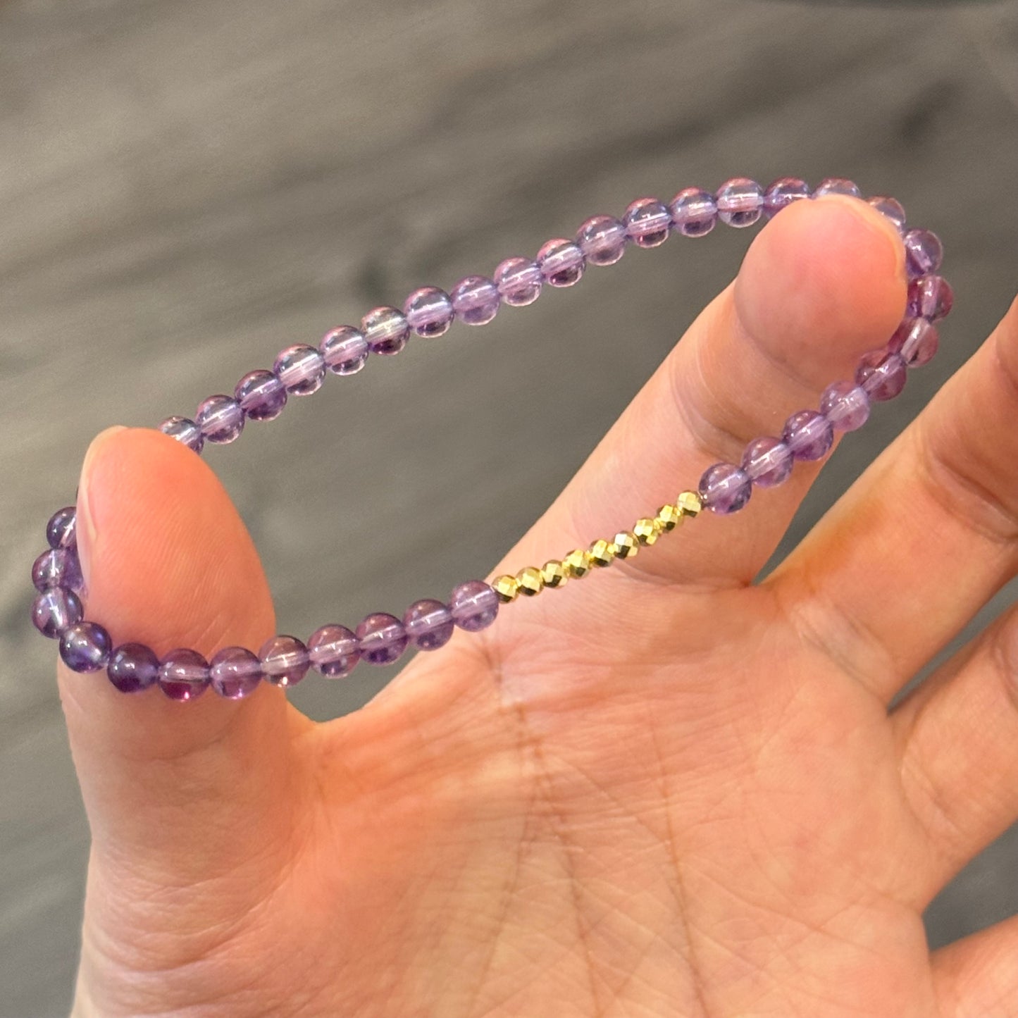 小碎金18K Solid Gold Natural Amethyst Bracelet