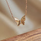 14K Solid Rose Gold Butterfly Necklace 车花工艺