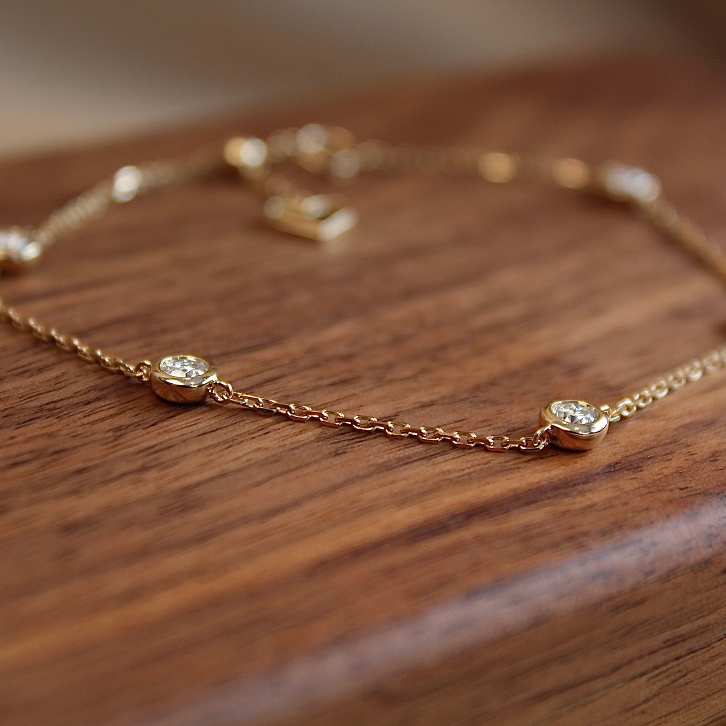 14K Solid Gold Five Bubbles Bracelet